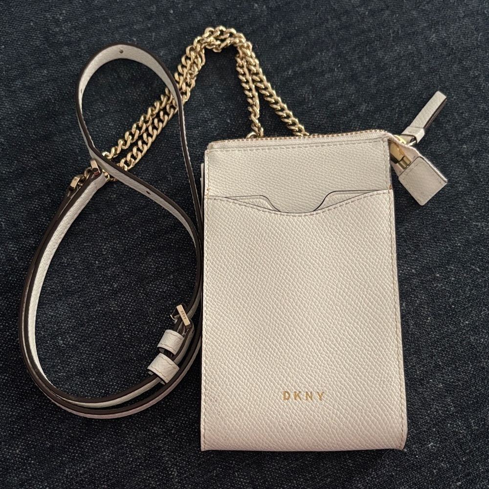 DKNY Beige Crossbody with Gold Chain